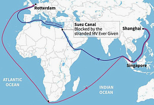 Transport wokół Afryki staje się tańszy niż przez Kanał Sueski