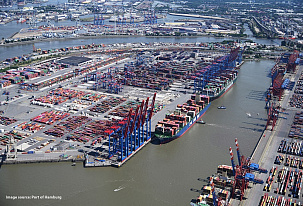Największe porty Europy zmniejszają obroty kontenerowe z wyjątkiem Hamburga